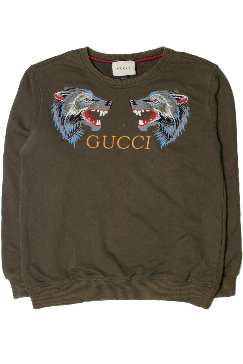 Bootleg Gucci Wolf Head Embroidered Sweatshirt
