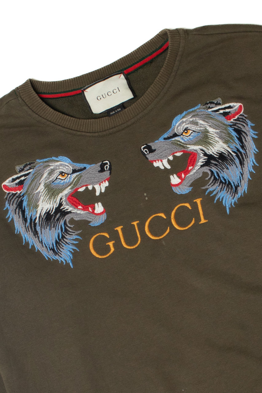 Bootleg Gucci Wolf Head Embroidered Sweatshirt