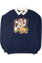 Vintage Haunted House Ghost With Pumpkins & Collar Sweatshirt