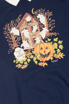 Vintage Haunted House Ghost With Pumpkins & Collar Sweatshirt
