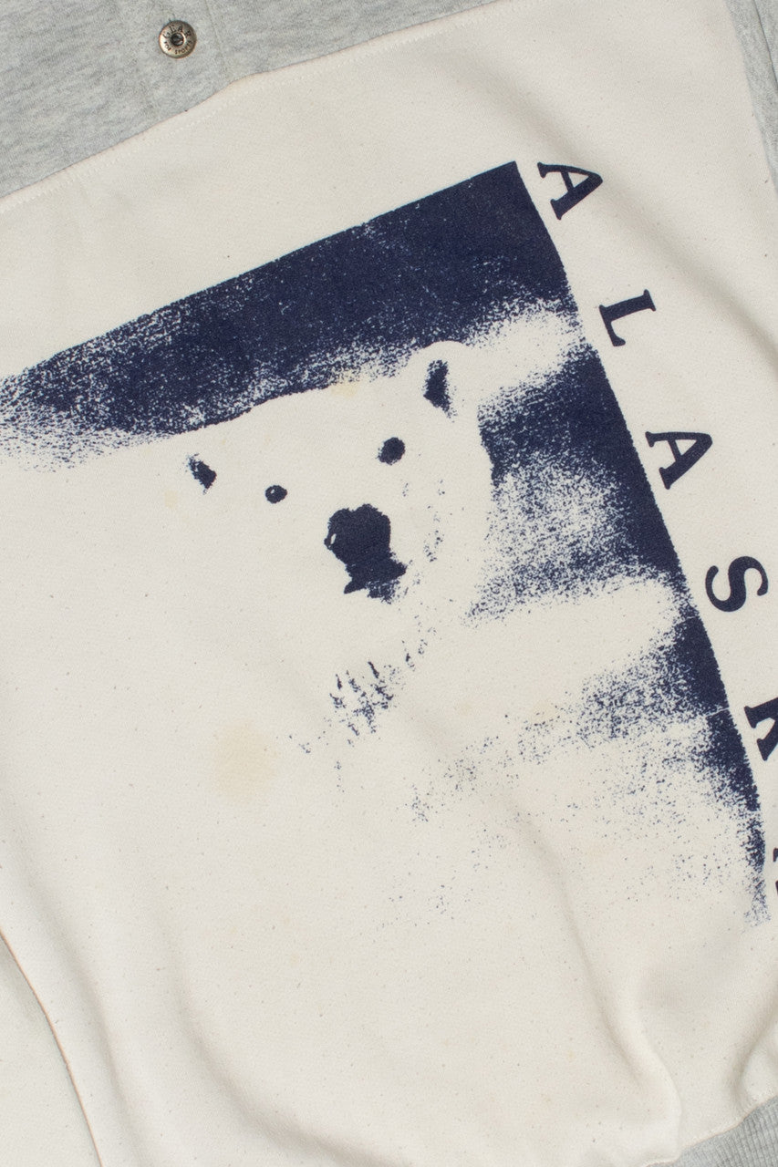 Vintage Alaska Polar Bear Button Henley Sweatshirt