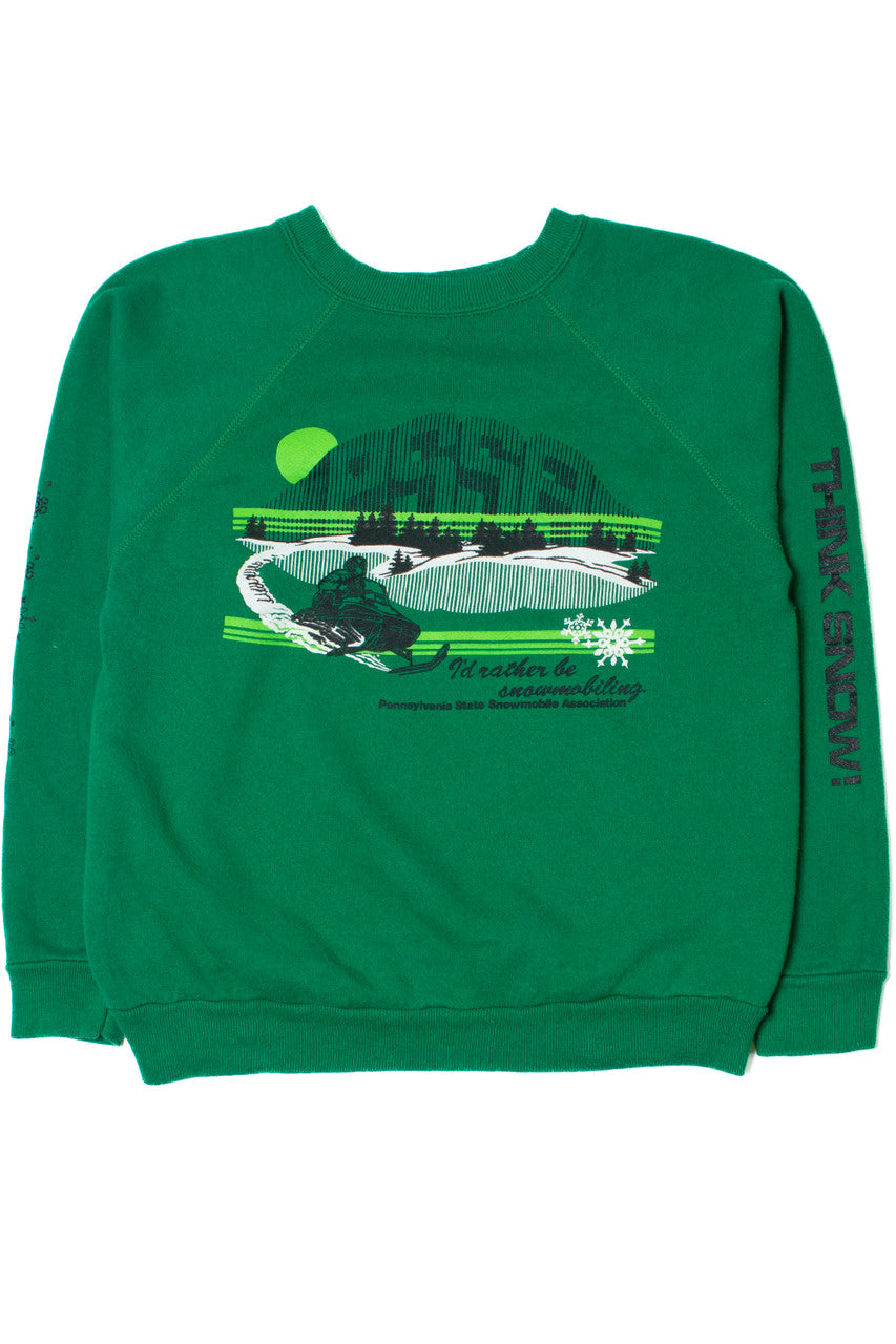 Vintage "I'd Rather Be Snowmobiling" Raglan Sweatshirt