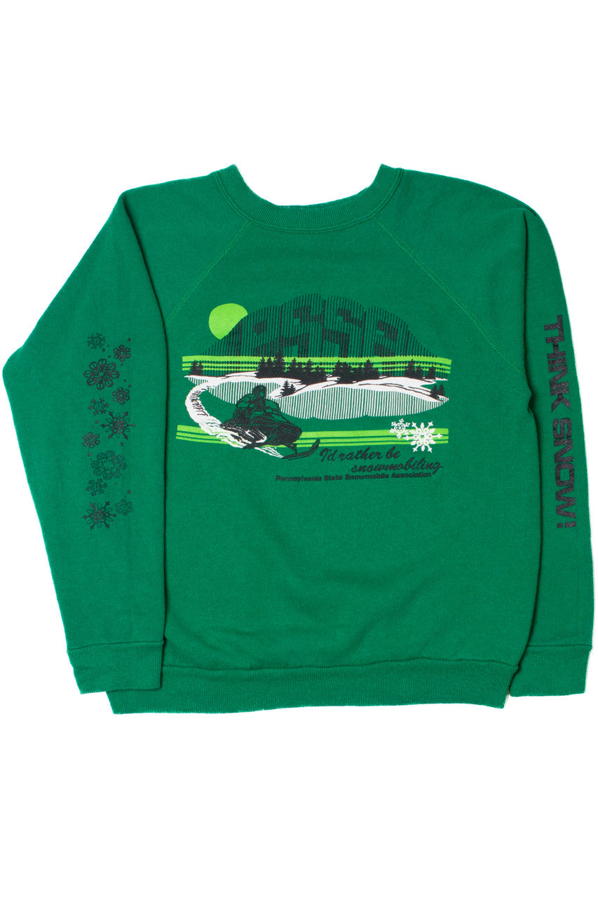 Vintage "I'd Rather Be Snowmobiling" Raglan Sweatshirt
