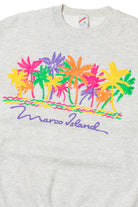 Vintage "Marco Island" Embossed Palm Tree Print Sweatshirt
