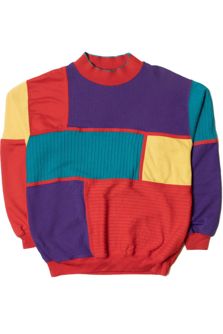 Vintage 1990's Patchwork Sitcom Mock Neck Sweatshirt