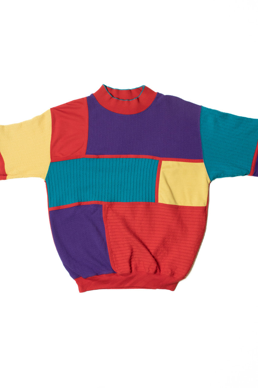 Vintage 1990's Patchwork Sitcom Mock Neck Sweatshirt