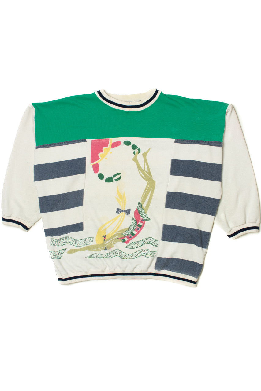 Vintage Swimmer Vs. Crab Striped Sweatshirt
