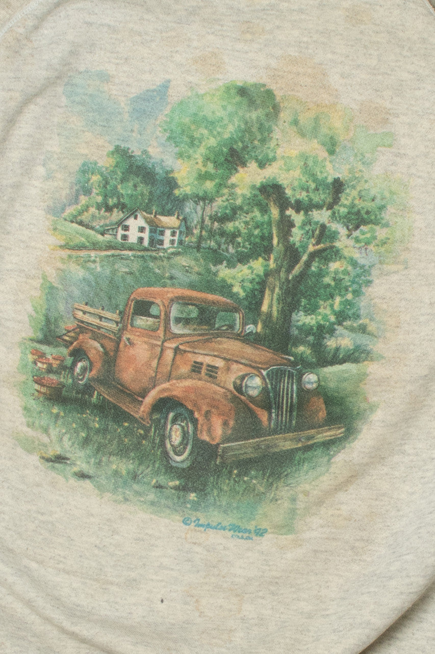 Vintage 1992 Truck In Cottage Landscape Sweatshirt