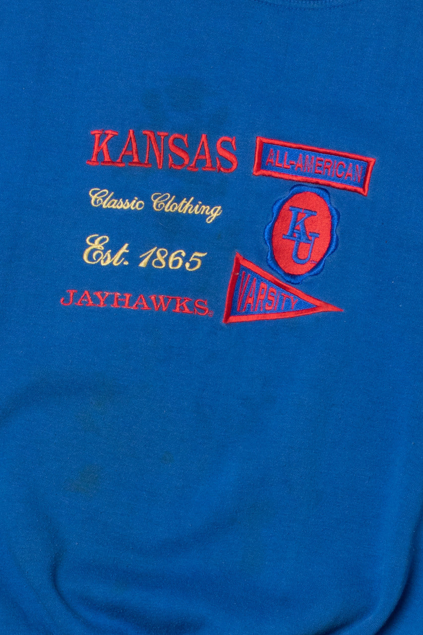 Vintage University Of Kansas Jayhawks Embroidered Sweatshirt