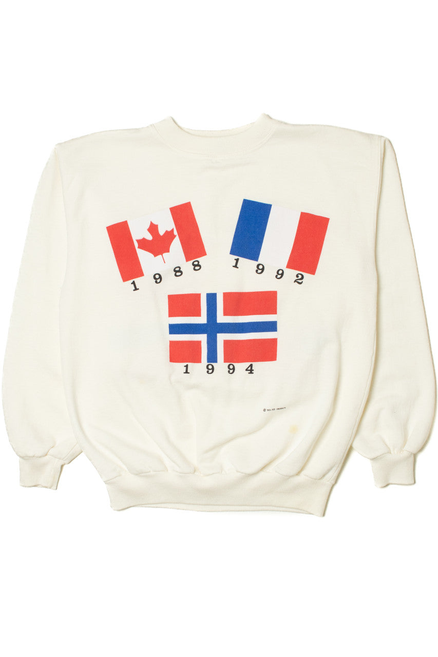 Vintage Olympic Host Countries Flags Yo-Yo Designs Sweatshirt