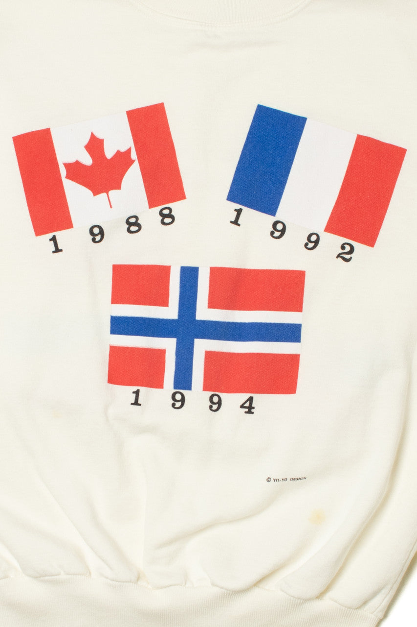 Vintage Olympic Host Countries Flags Yo-Yo Designs Sweatshirt