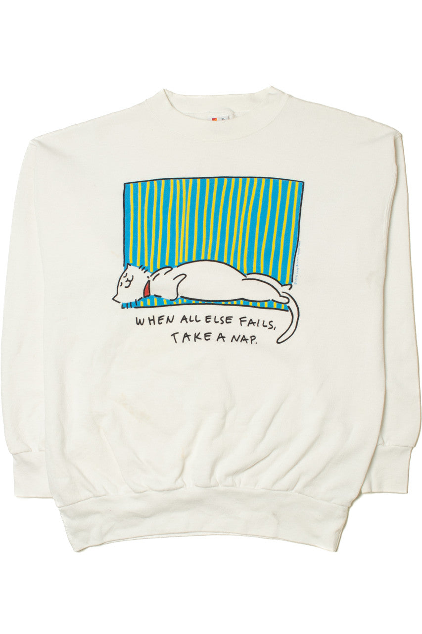 Vintage 1991 "When All Else Fails, Take A Nap" Cat Nap Sweatshirt