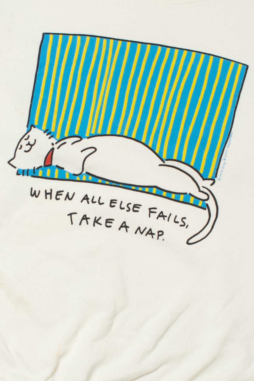 Vintage 1991 "When All Else Fails, Take A Nap" Cat Nap Sweatshirt