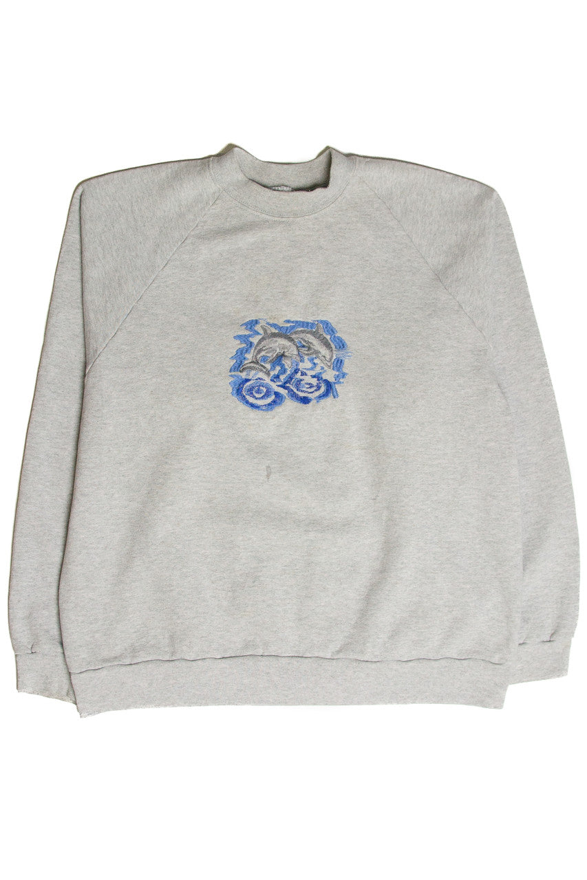 Vintage Dolphin Embroidered Sweatshirt