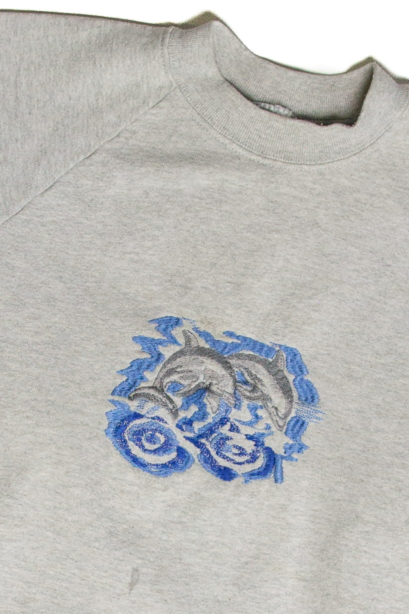 Vintage Dolphin Embroidered Sweatshirt