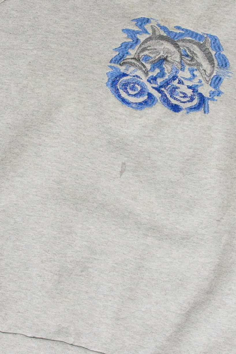 Vintage Dolphin Embroidered Sweatshirt