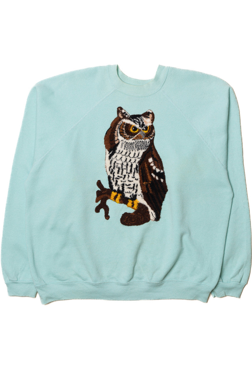 Vintage Owl Tufted Applique Sweatshirt