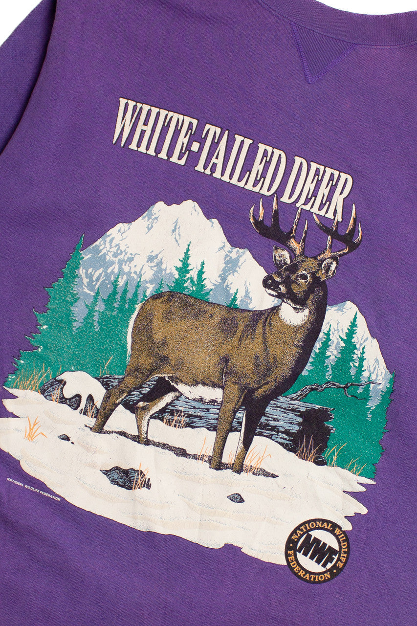 Vintage White-Tailed Deer Sweatshirt Dress (1990s)