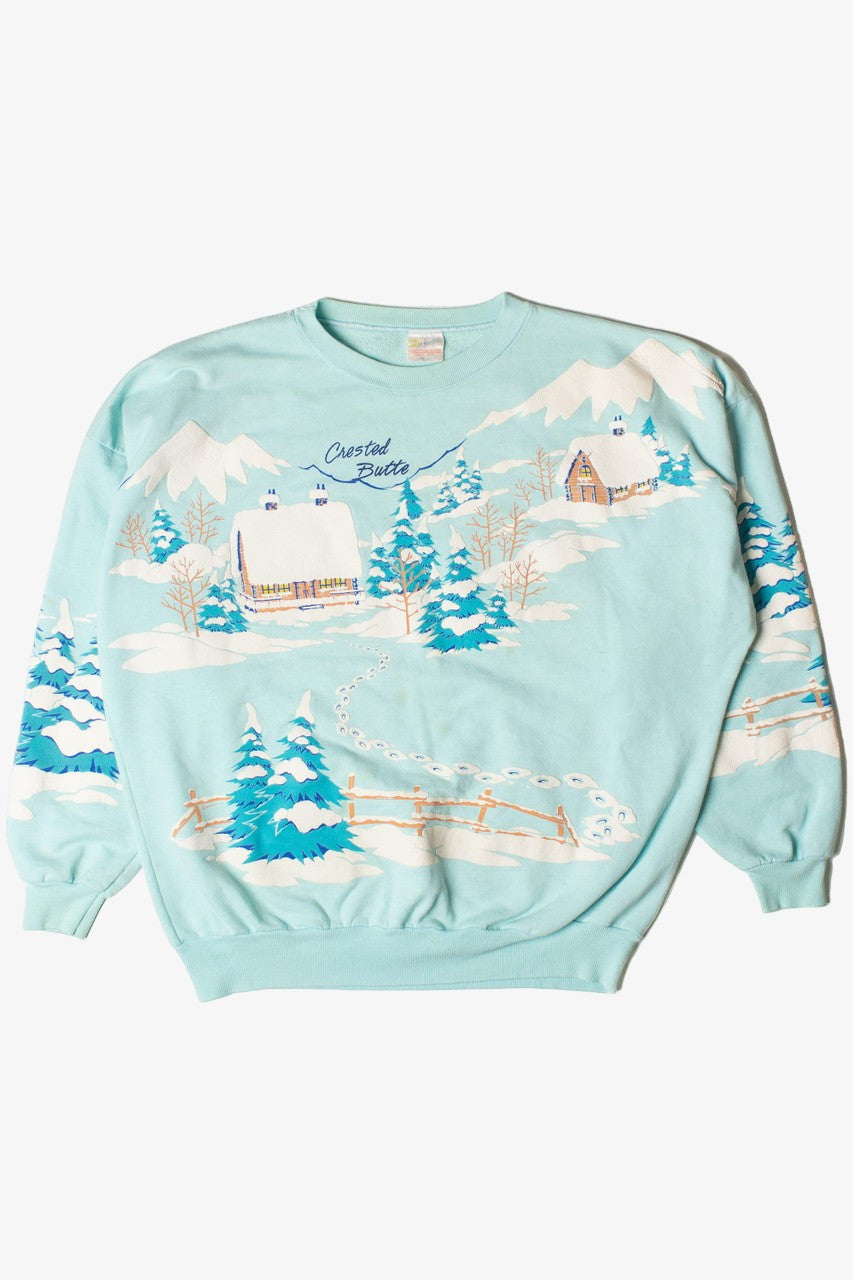 Vintage Crested Butte Mountain Scene All Over Print Sweatshirt (1987)