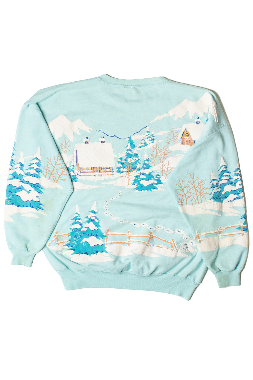 Vintage Crested Butte Mountain Scene All Over Print Sweatshirt (1987)