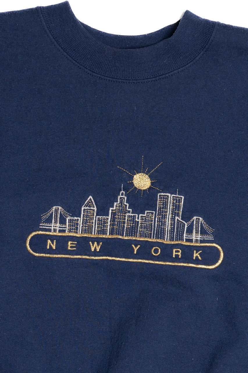 Vintage "New York" Embroidered City Skyline Sweatshirt