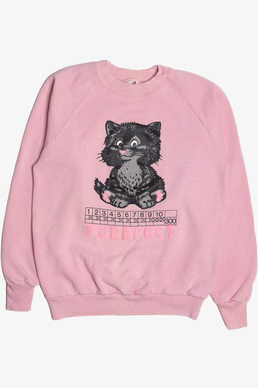 Vintage "Purrfect" Cat Perfect Bowling Score Jerzees Sweatshirt