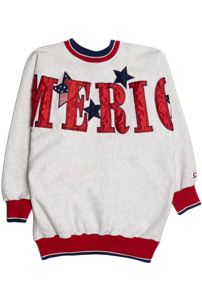 Vintage "America" Spellout Letter Patch Sweatshirt