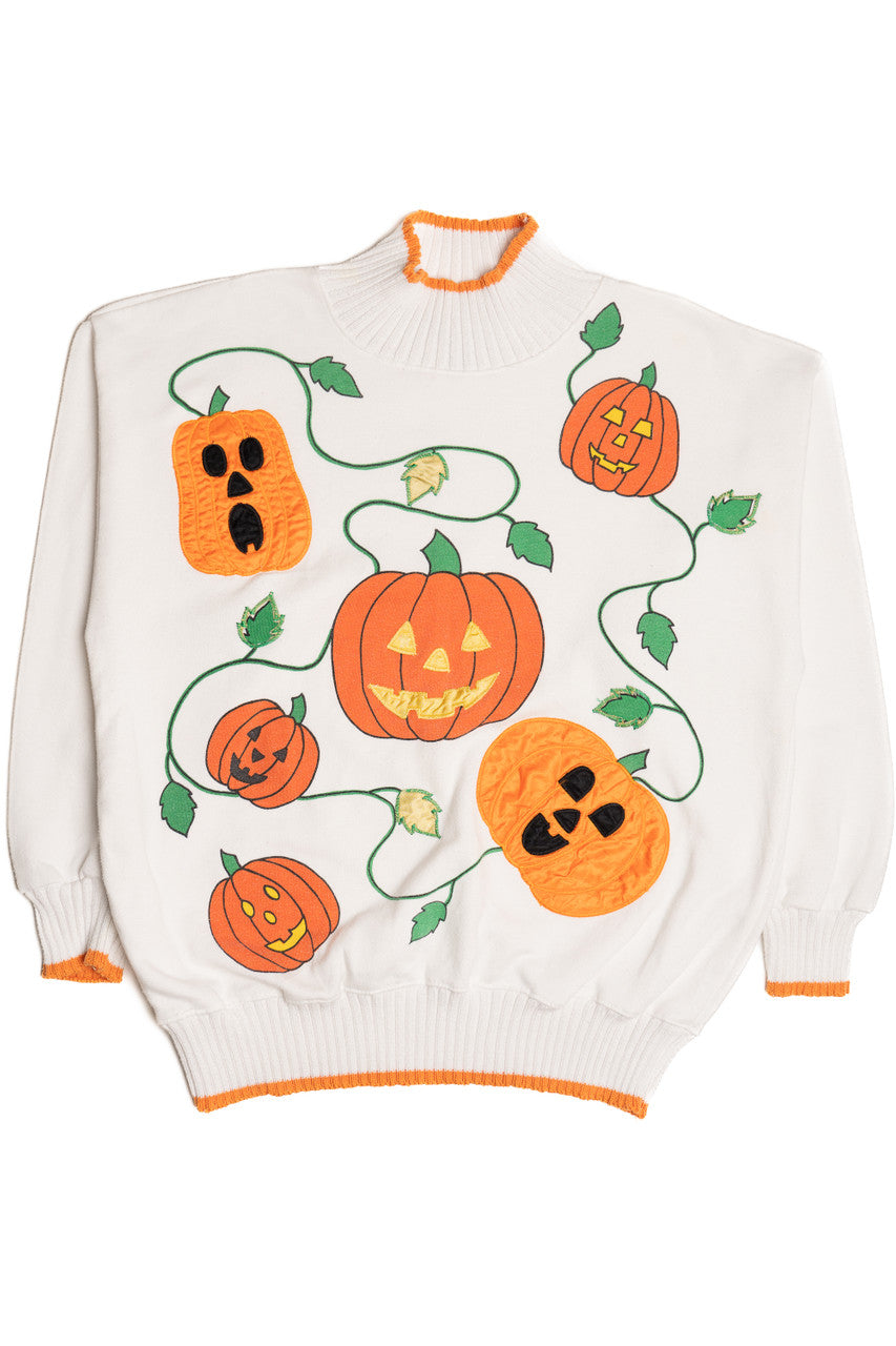 Vintage Jack O'Lantern Halloween Pumpkins Turtleneck Sweatshirt