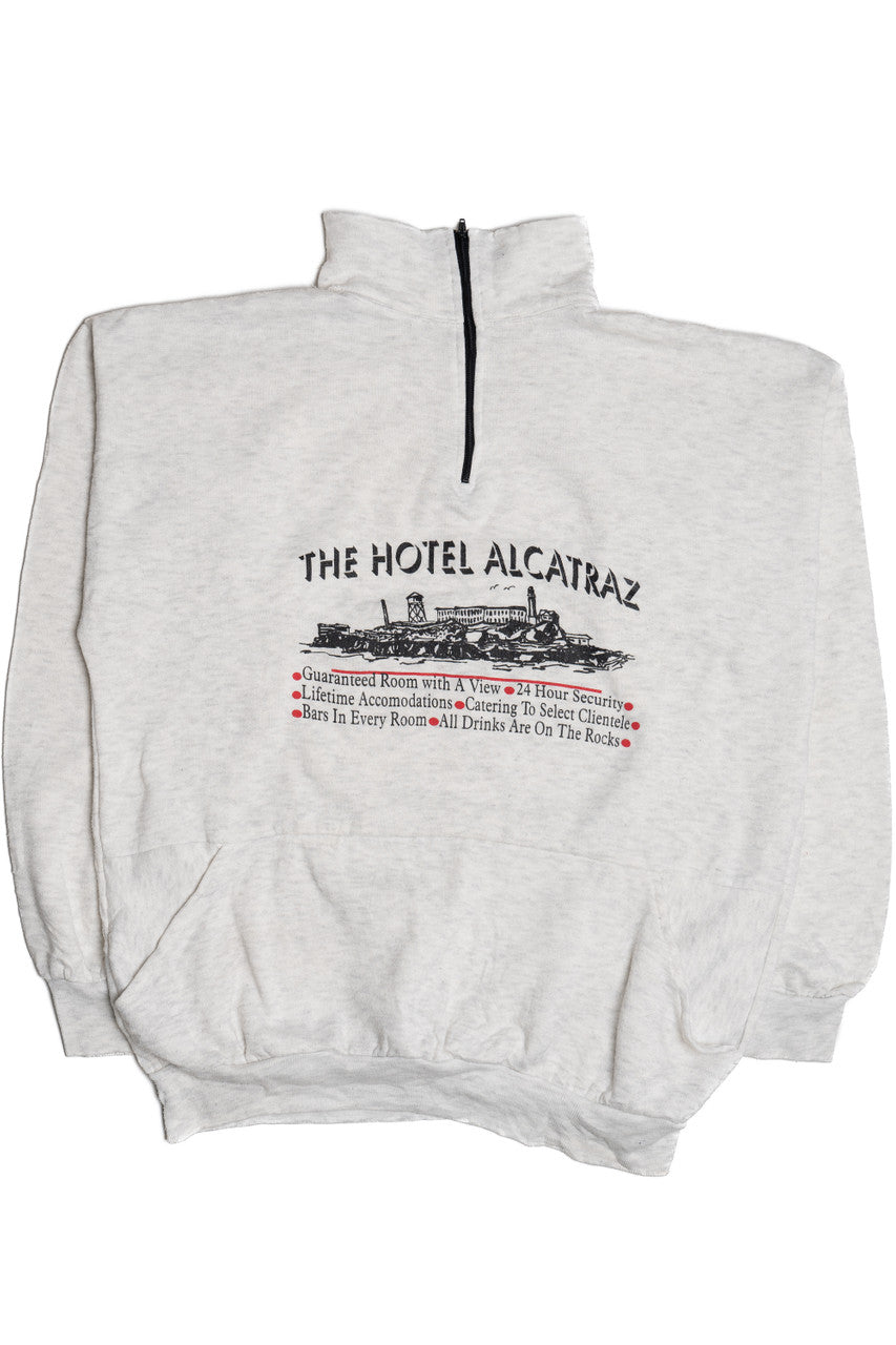 Vintage "The Hotel Alcatraz" Quarter Zip Pocket Sweatshirt