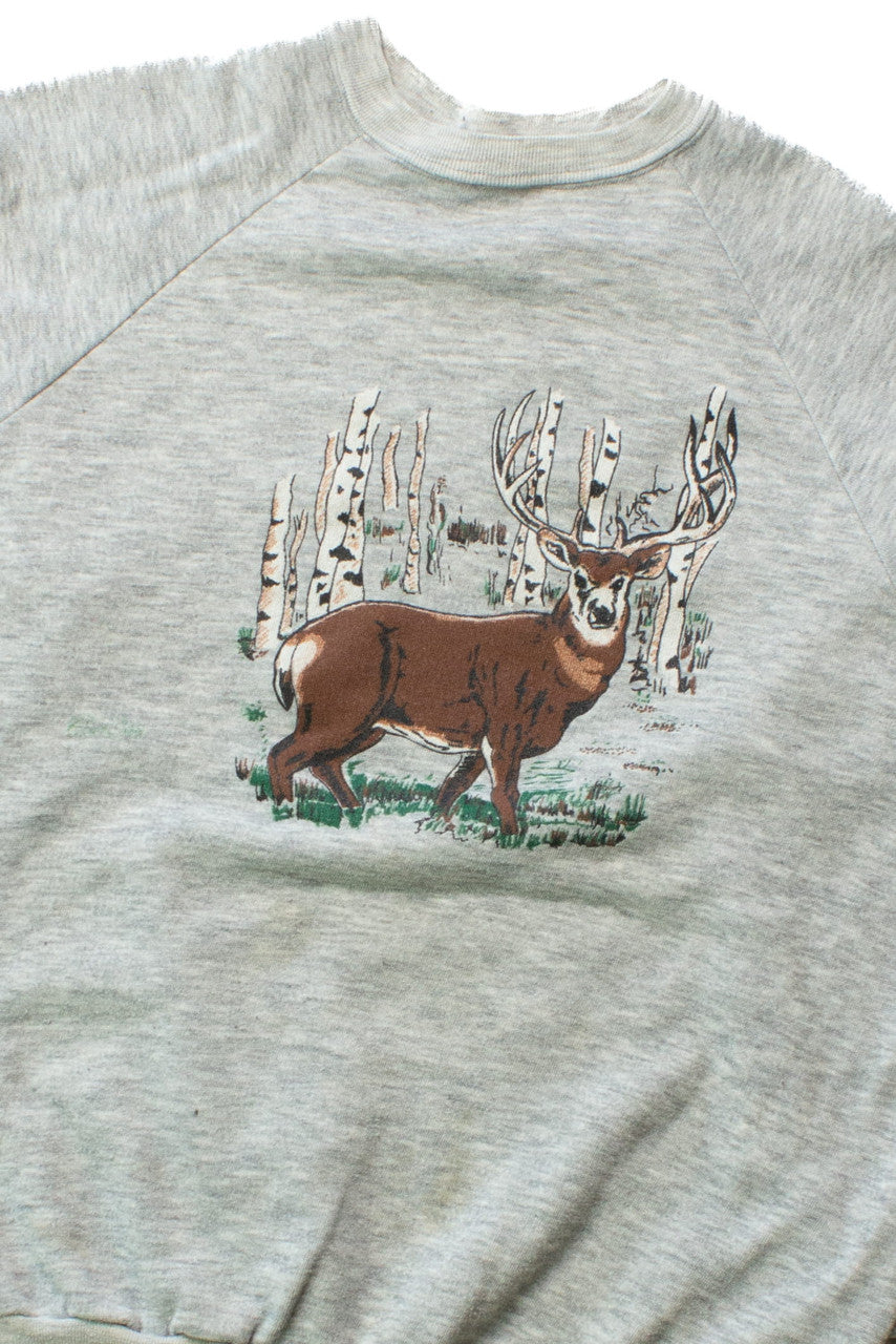Vintage Birch Forest Deer Sweatshirt (1980s)