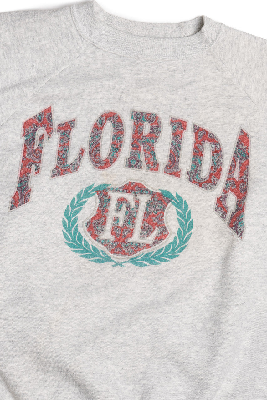 Vintage Florida "FL" Paisley Lettering Raglan Sweatshirt