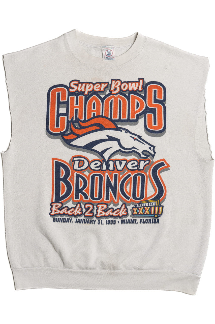 Vintage 1999 Super Bowl Champs Denver Broncos "Back 2 Back" Cut Off Sweatshirt
