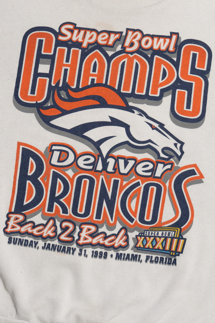 Vintage 1999 Super Bowl Champs Denver Broncos "Back 2 Back" Cut Off Sweatshirt