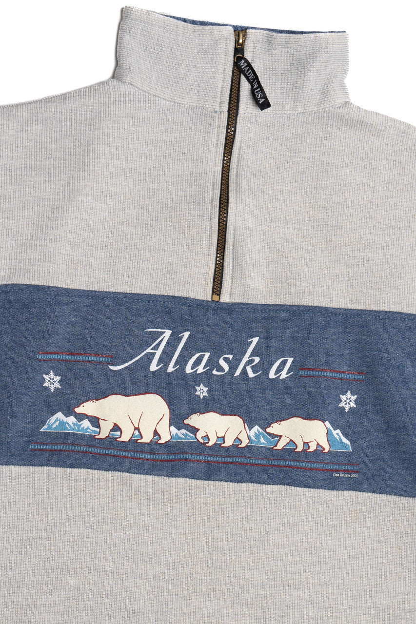 Vintage "Alaska" Polar Bears Quarter Zip Sweatshirt
