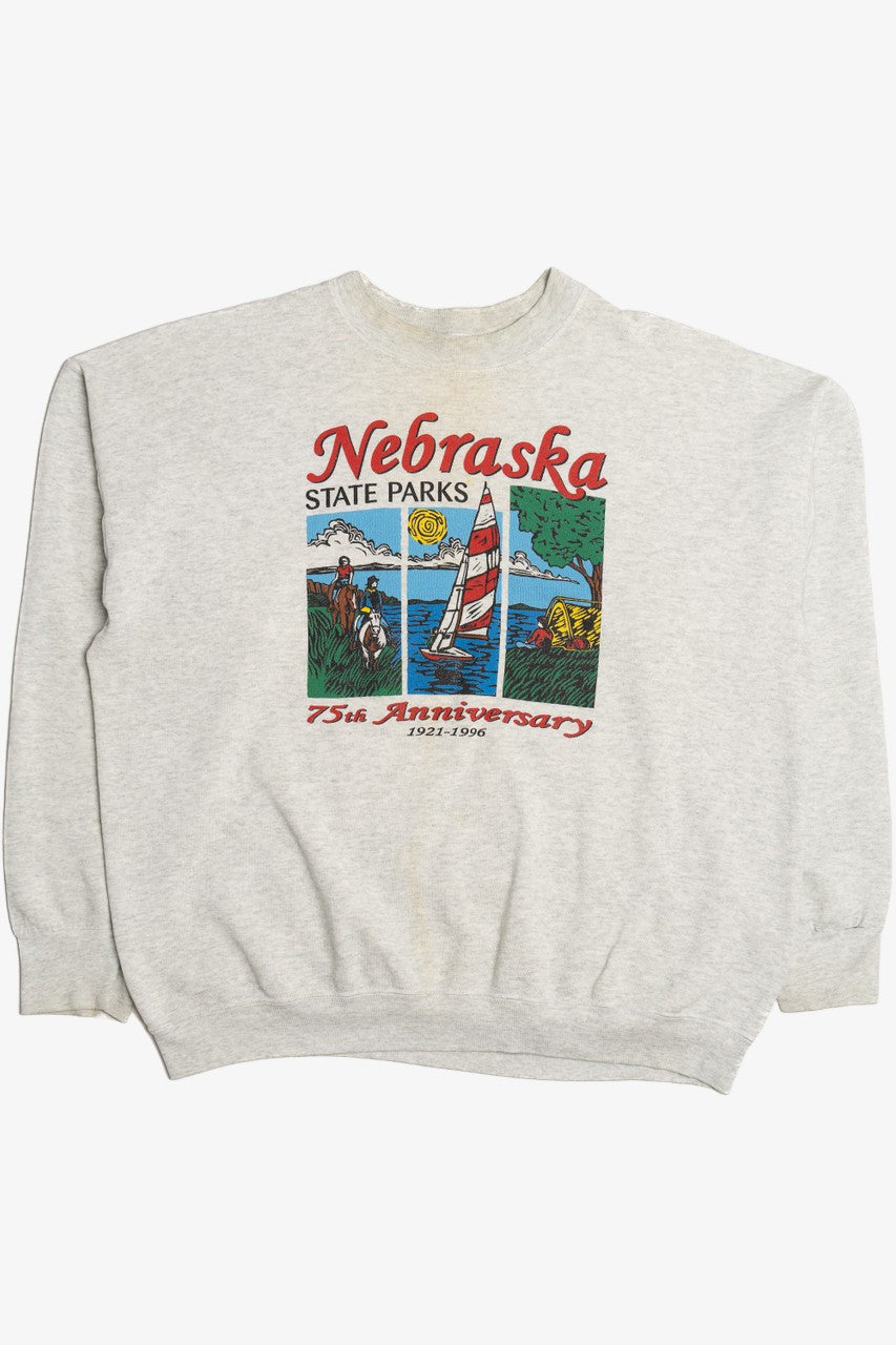 Vintage "1996 Nebraska State Parks" Sailing Horseback Riding Scenery Sweatshirt