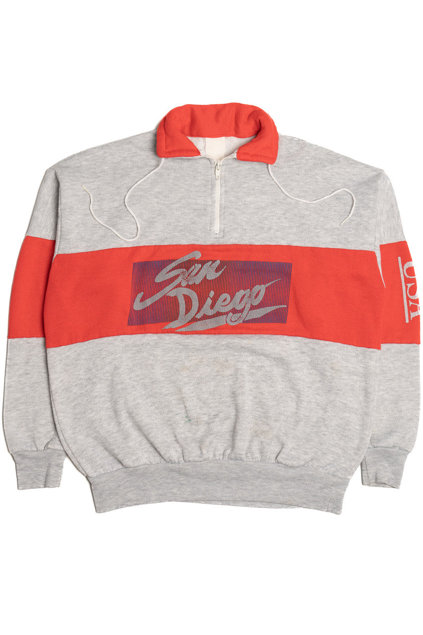 Vintage "San Diego" "California USA" Quarter Zip Mock Neck Collar Sweatshirt