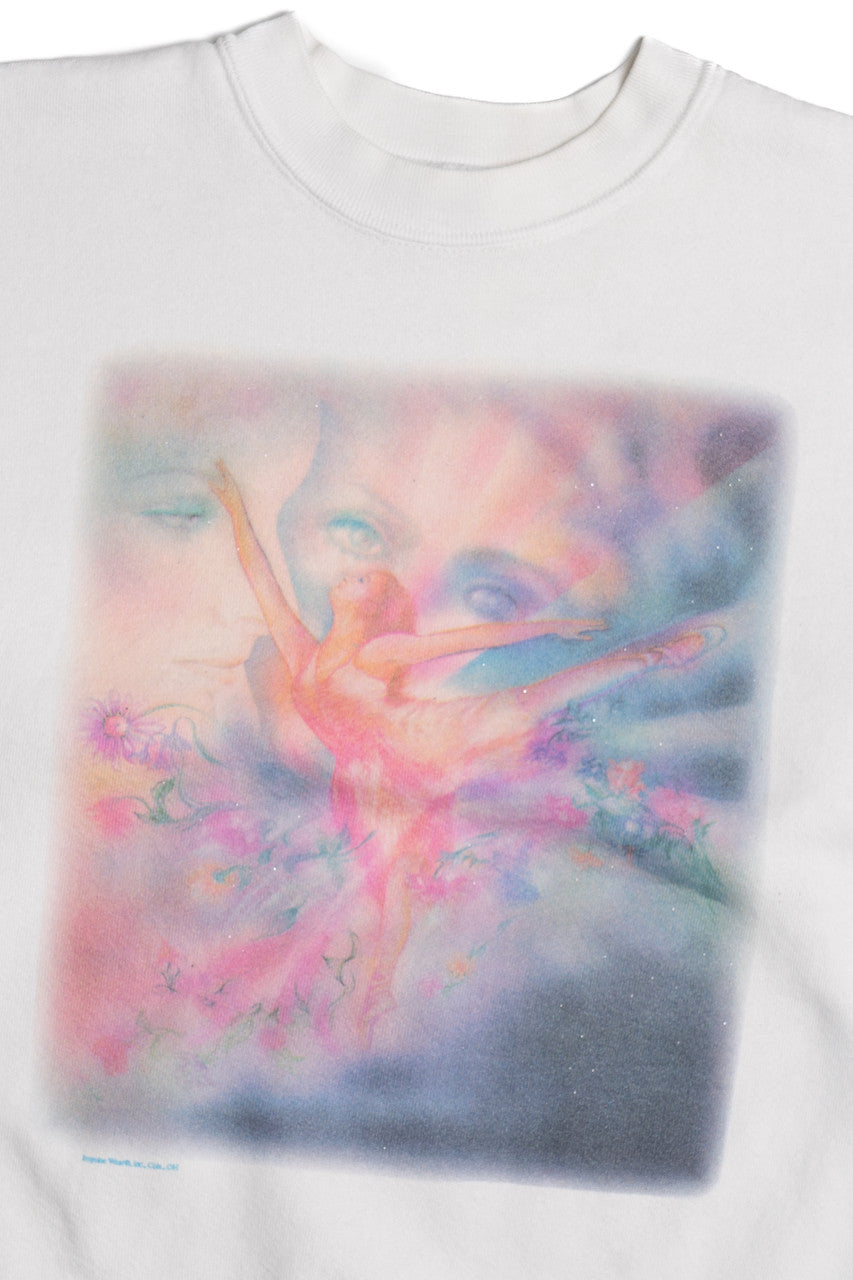 Vintage Pastel Ballerina Print Sweatshirt