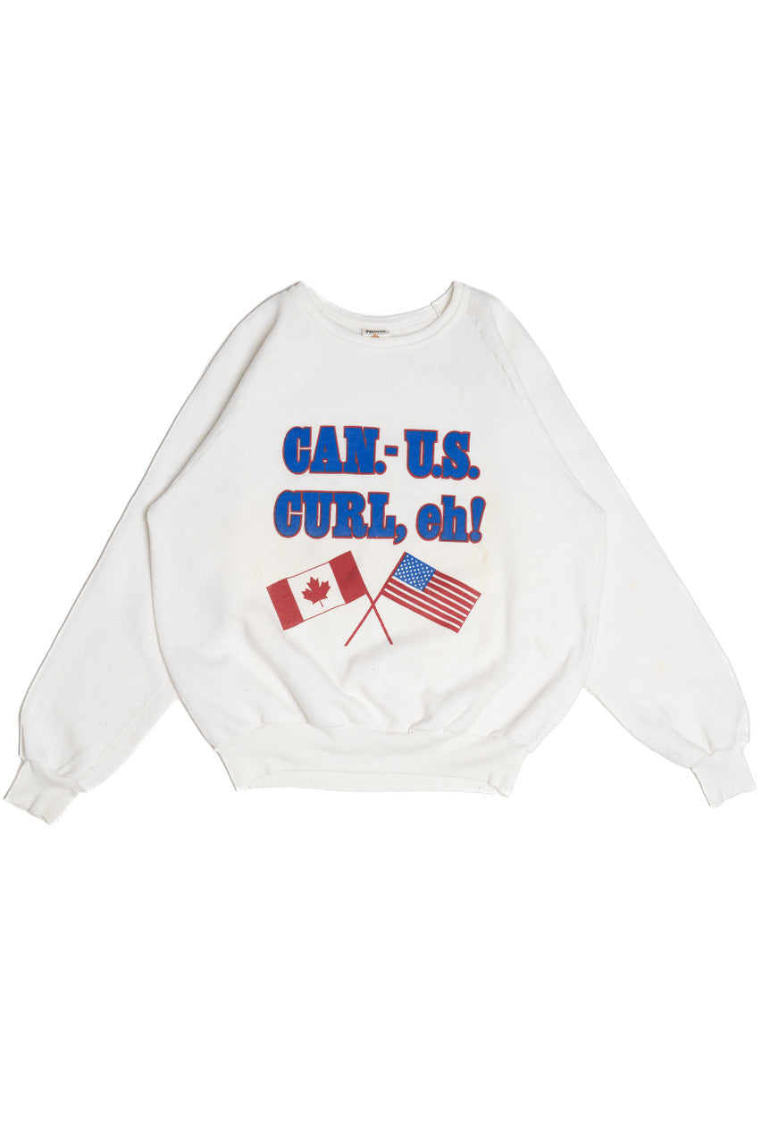 Vintage 1986 Canada U.S. Curling "Curl, Eh!" Sweatshirt