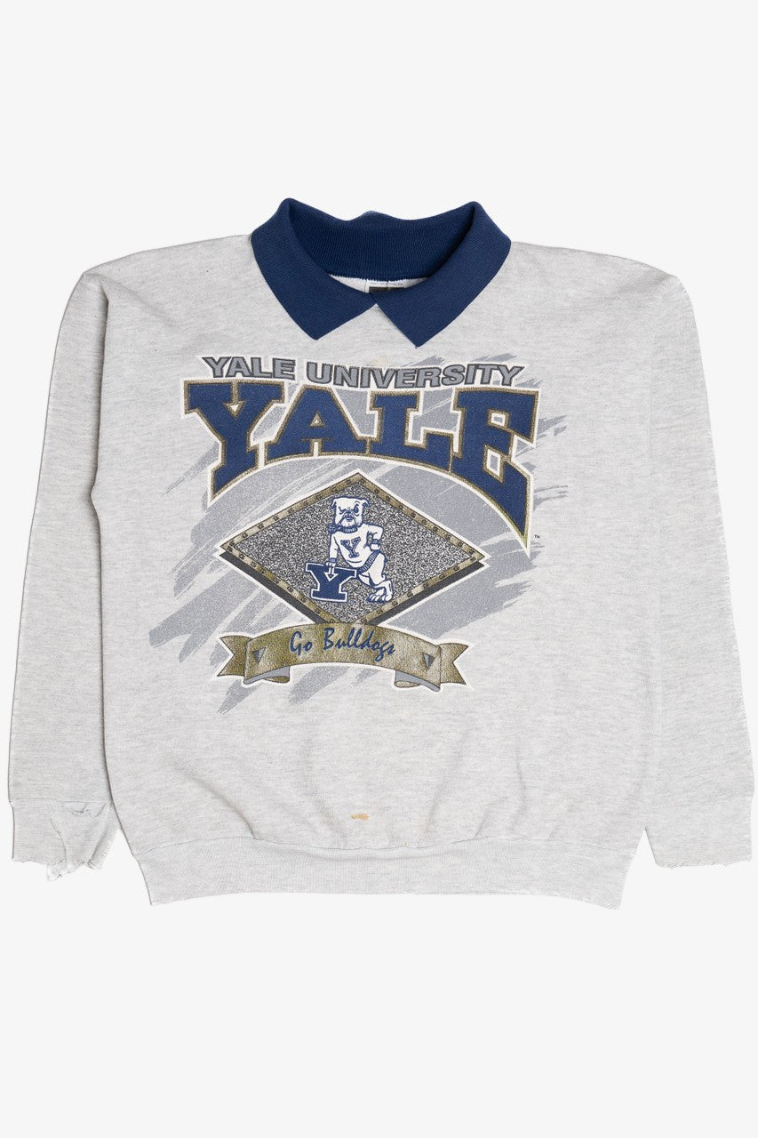 Vintage "Yale University" "Go Bulldogs" Contrast Color Collar Sweatshirt