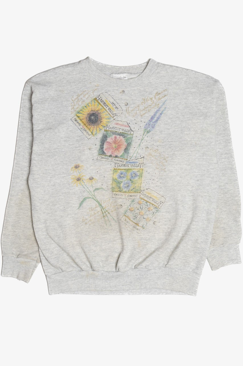 Vintage "Harvest Valley" Flower Garden Seed Packets Sweatshirt