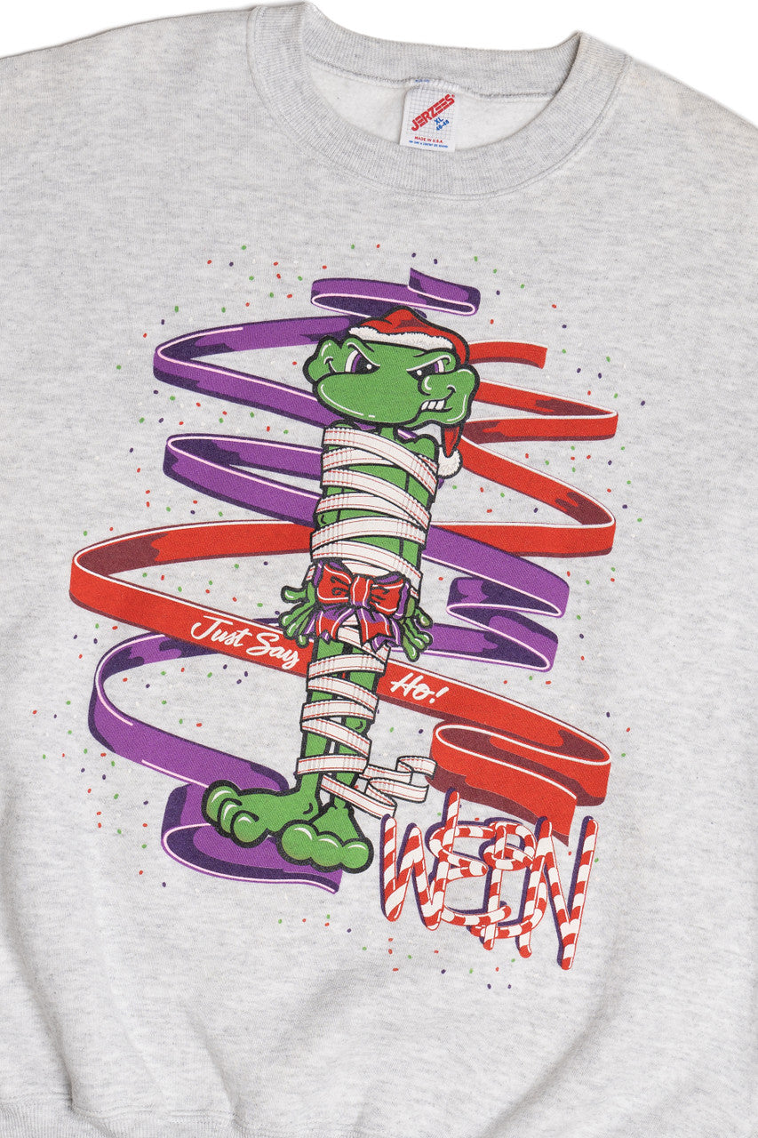 Vintage "Just Say Ho!" WEBN Radio Frog Christmas Sweatshirt