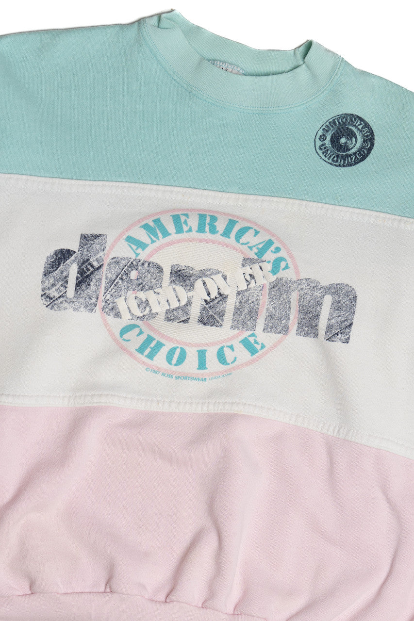 Vintage "America's Denim Choice" Color Block Ross Sportswear Sweatshirt