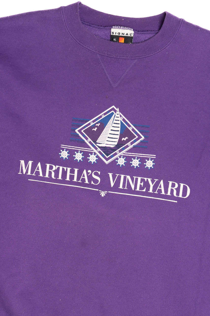 Vintage "Martha's Vineyard" Sailboat Embroidered Sweatshirt