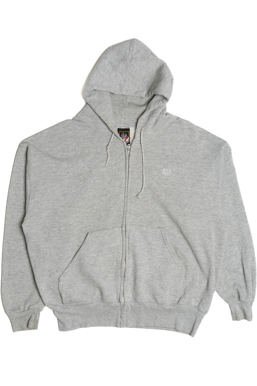Vintage USA Olympics Embroidered Logo Zip-Up Hoodie Sweatshirt