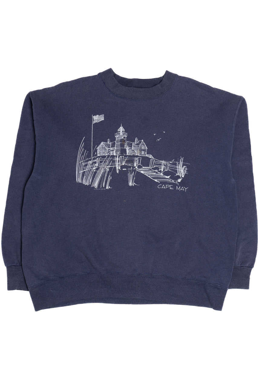 Vintage "Cape May" Beach Side Home Illustration Nutmeg Sweatshirt