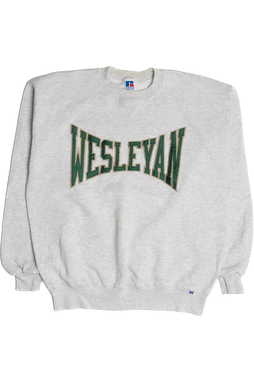 Vintage "Wesleyan" University Flocking Embroidered Sweatshirt (1990s)