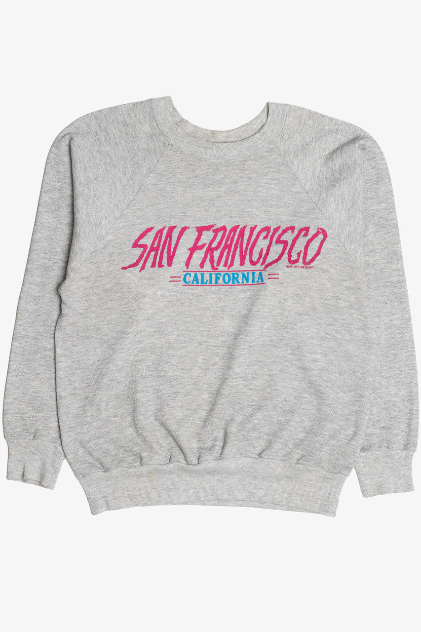 Vintage "San Francisco California" Embossed Print Raglan Sweatshirt (1990s)