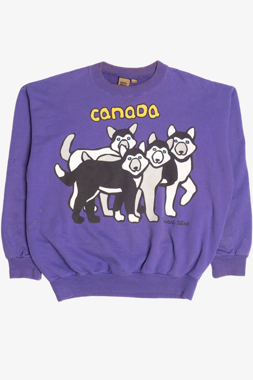 Vintage Marc Tetro "Canada" Husky Dogs Illustration Sweatshirt (1990s)