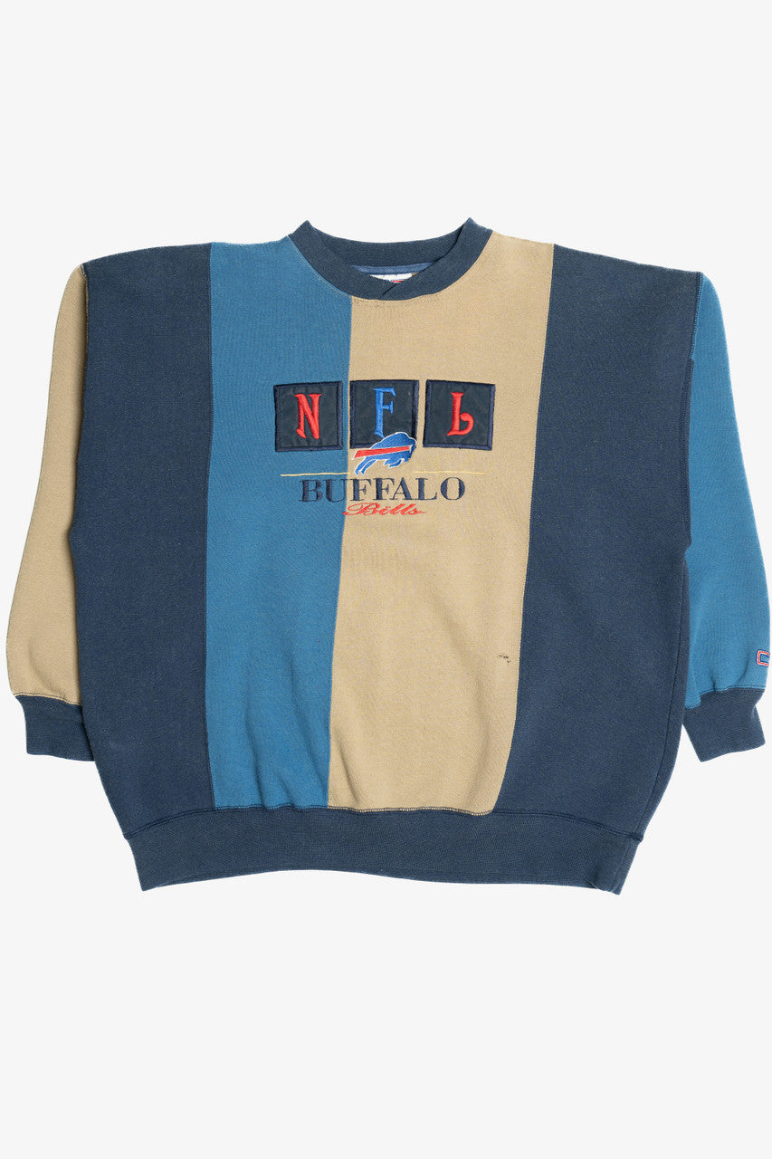 Vintage "NFL Buffalo Bills" Embroidered Color Block Sweatshirt (1990s)