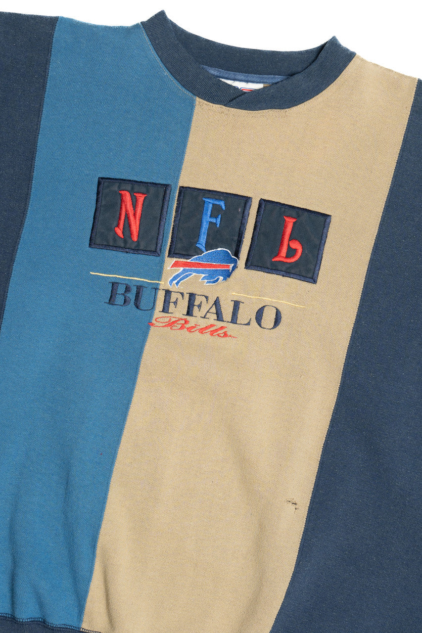 Vintage "NFL Buffalo Bills" Embroidered Color Block Sweatshirt (1990s)